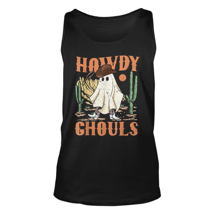 Retro Halloween Howdy Ghouls Western Boo Ghost Spooky Season Tank Top