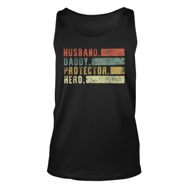 Retro Husband Daddy Protector Hero Fathers Day Dad Tank Top