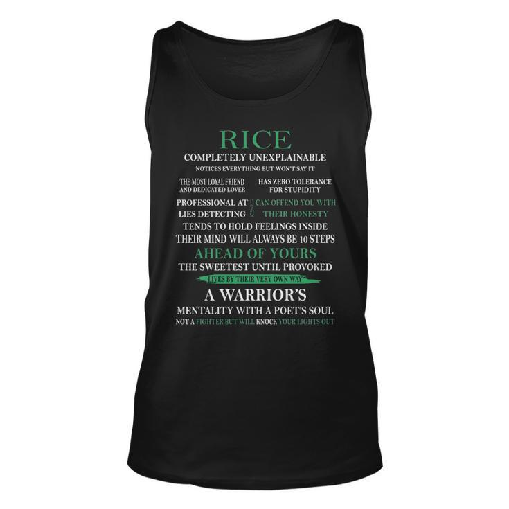 Rice Name Gift Rice Completely Unexplainable Unisex Tank Top