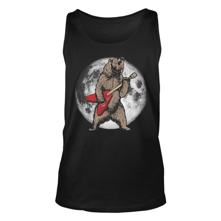 Roaring Grizzly Bear Moon Sweet 80S Electric Guitar Unisex Tank Top