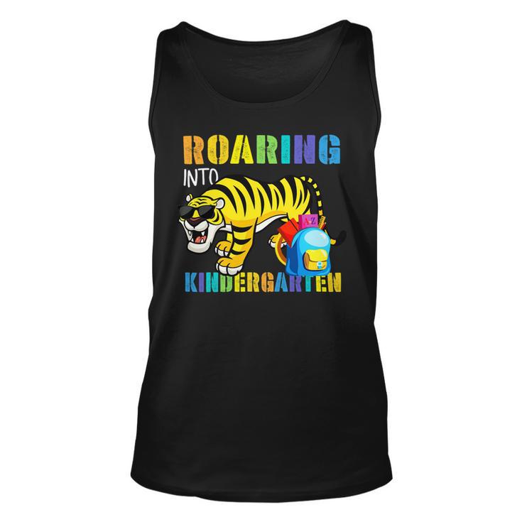 Roaring Into Kindergarten Tiger Back To School From Teacher Unisex Tank Top