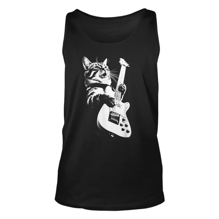 Rock Cat Playing Guitar - Funny Guitar Cat  Unisex Tank Top