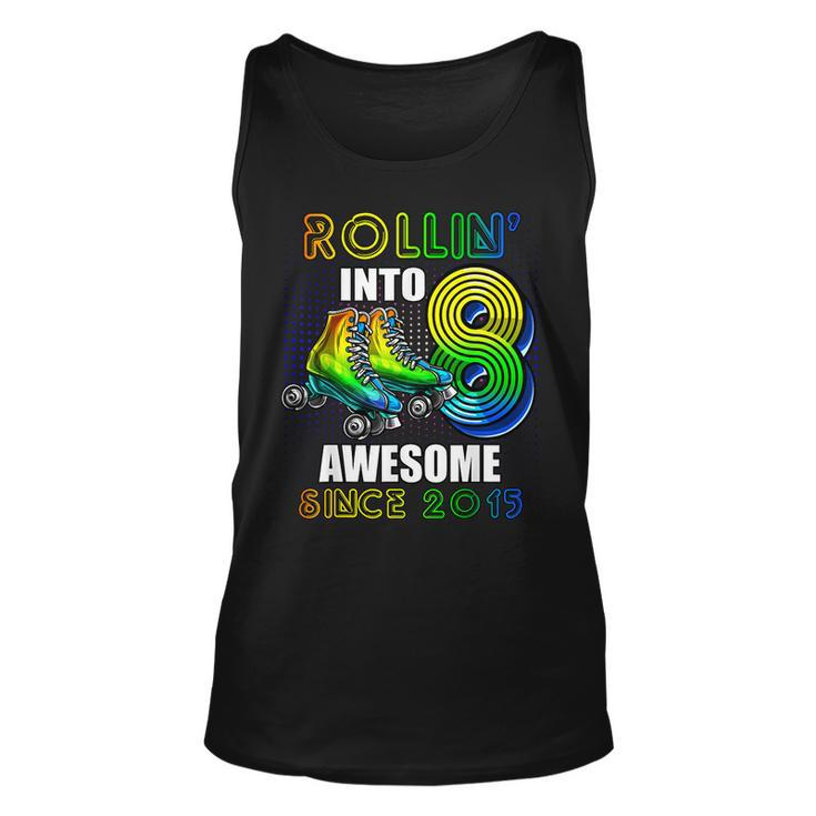 Rollin Into 8 Awesome 2015 Roller Skating 8Th Birthday Boys  Unisex Tank Top