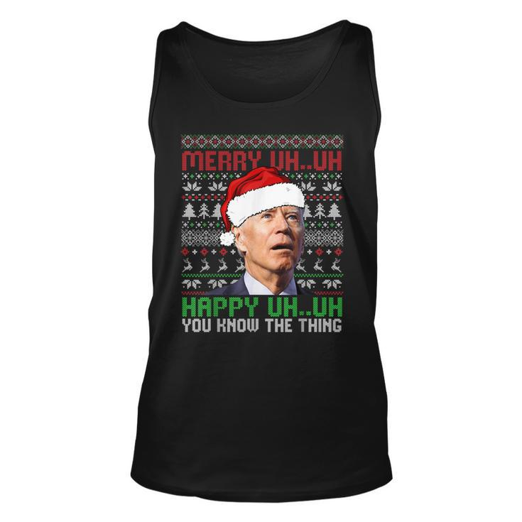 Santa Joe Biden Merry Uh Uh Christmas Ugly Sweater Tank Top