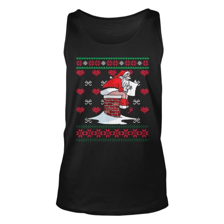 Santa Pooping Down Chimney Ugly Xmas Sweater Christmas Tank Top