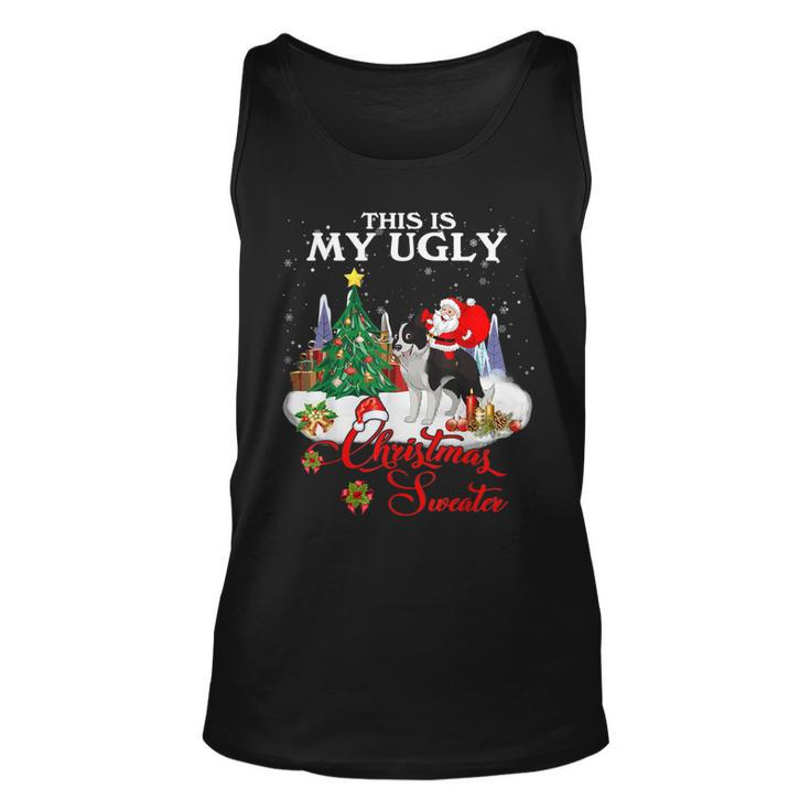 Santa Riding Border Collie This Is My Ugly Christmas Sweater Tank Top