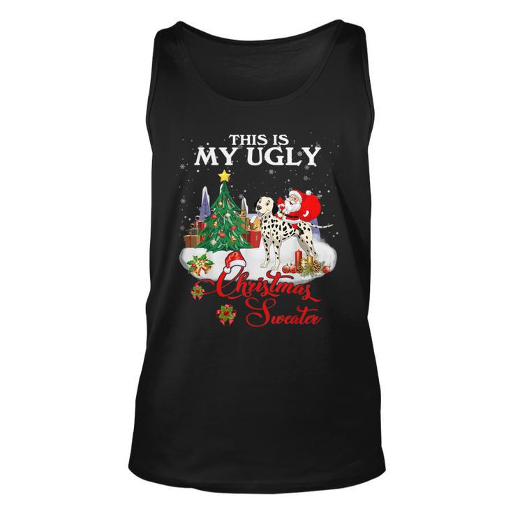 Santa Riding Dalmatian This Is My Ugly Christmas Sweater Tank Top