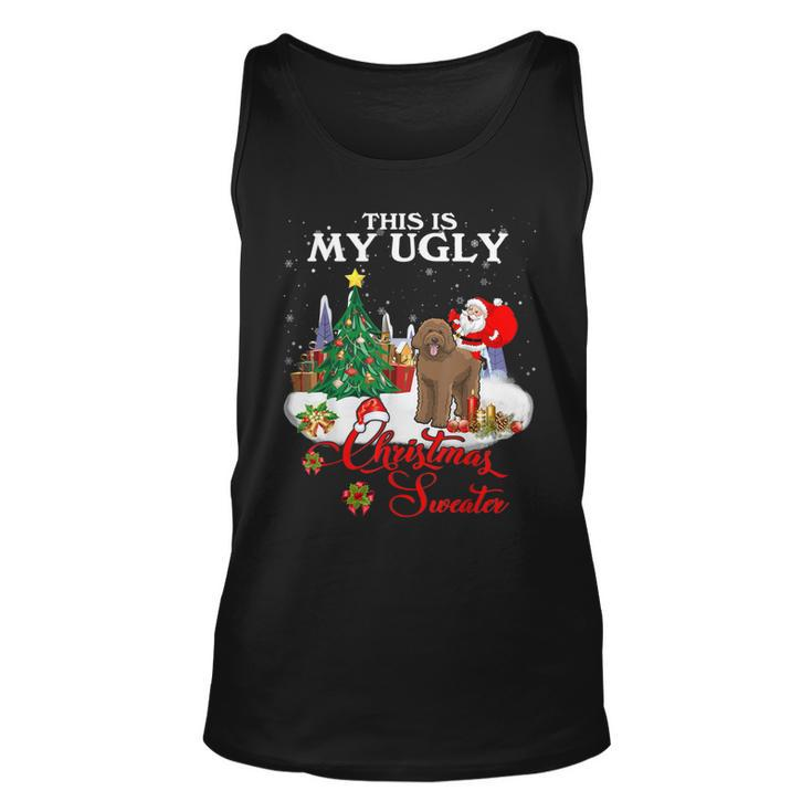 Santa Riding Goldendoodle This Is My Ugly Christmas Sweater Tank Top