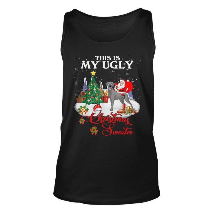 Santa Riding Great Dane This Is My Ugly Christmas Sweater Tank Top