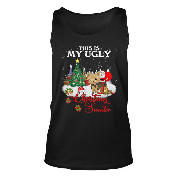 Santa Riding Morkie This Is My Ugly Christmas Sweater Tank Top