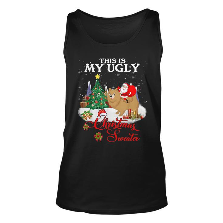Santa Riding Pomeranian This Is My Ugly Christmas Sweater Tank Top