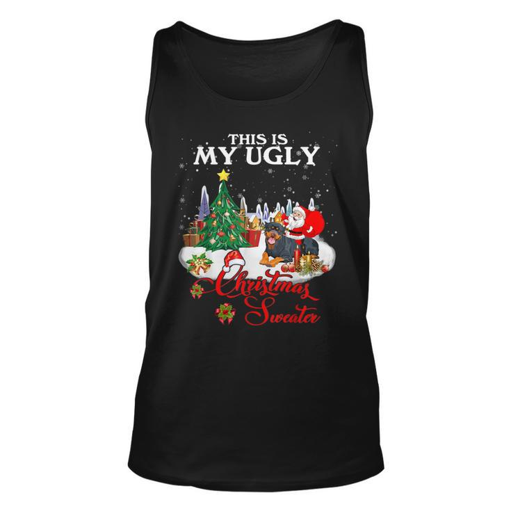 Santa Riding Rottweiler This Is My Ugly Christmas Sweater Tank Top