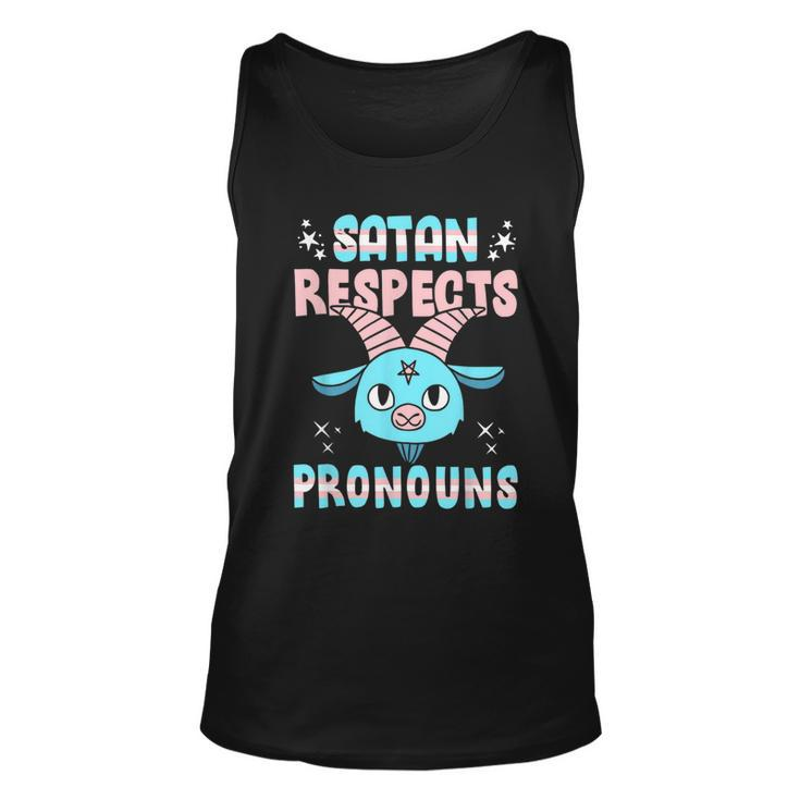 Satan Respects Pronouns Transgender Lgbtq Pride Trans  Unisex Tank Top