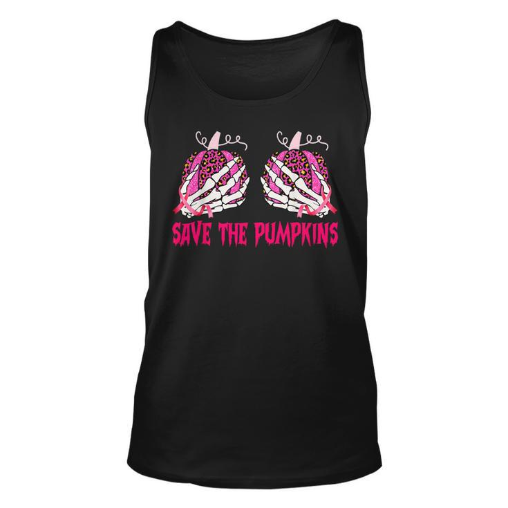 Save The Pumpkins Leopard Skeleton Breast Cancer Awareness Tank Top