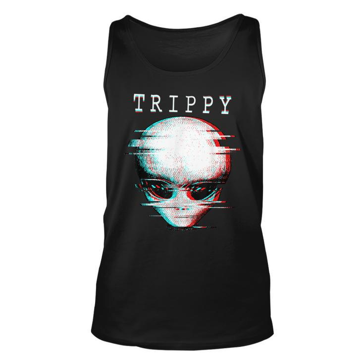 Scary Trippy Alien  - Alien Face - Alien Head Unisex Tank Top