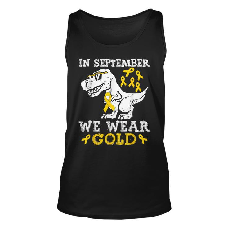 In September We Wear Gold Trex Childhood Cancer Awareness Tank Top