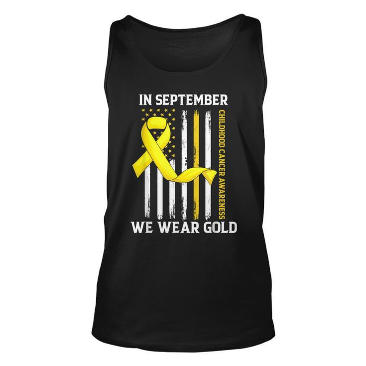 In September We Wear Gold Yellow Childhood Cancer Awareness Tank Top