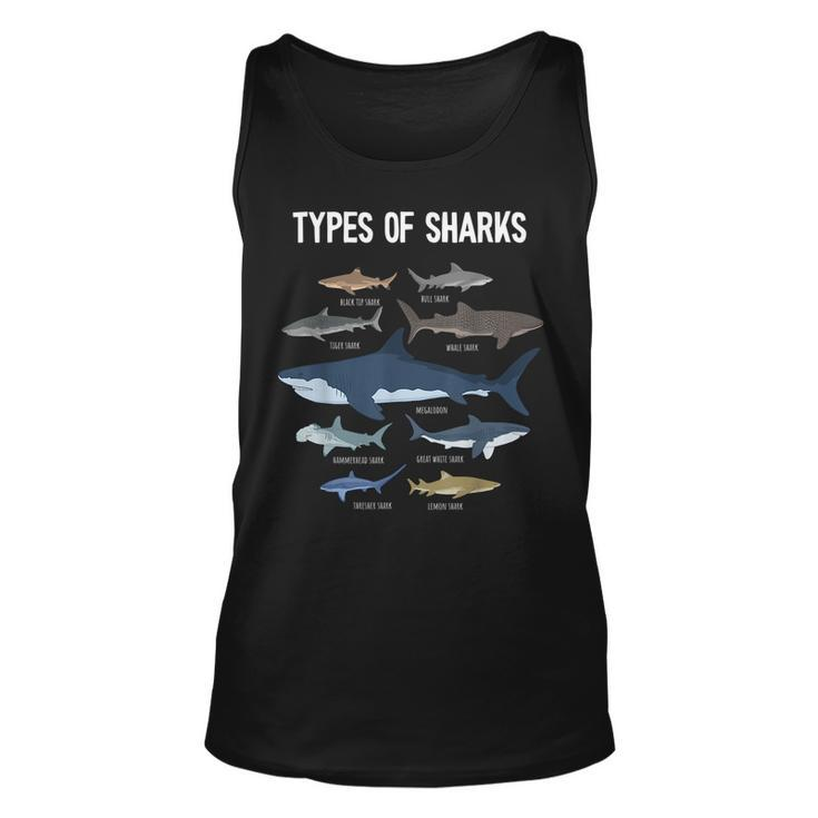 Shark Lover Types Of Sharks Kinds Of Sharks Shark  Unisex Tank Top