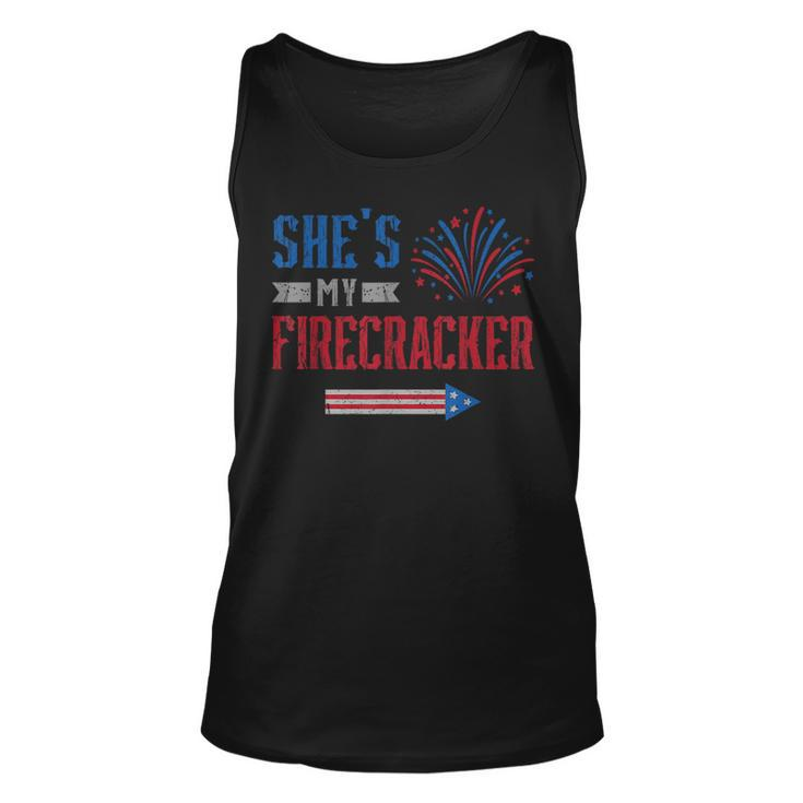 Shes My Firecracker Fireworks Usa Flag Couples 4Th Of July Usa Tank Top