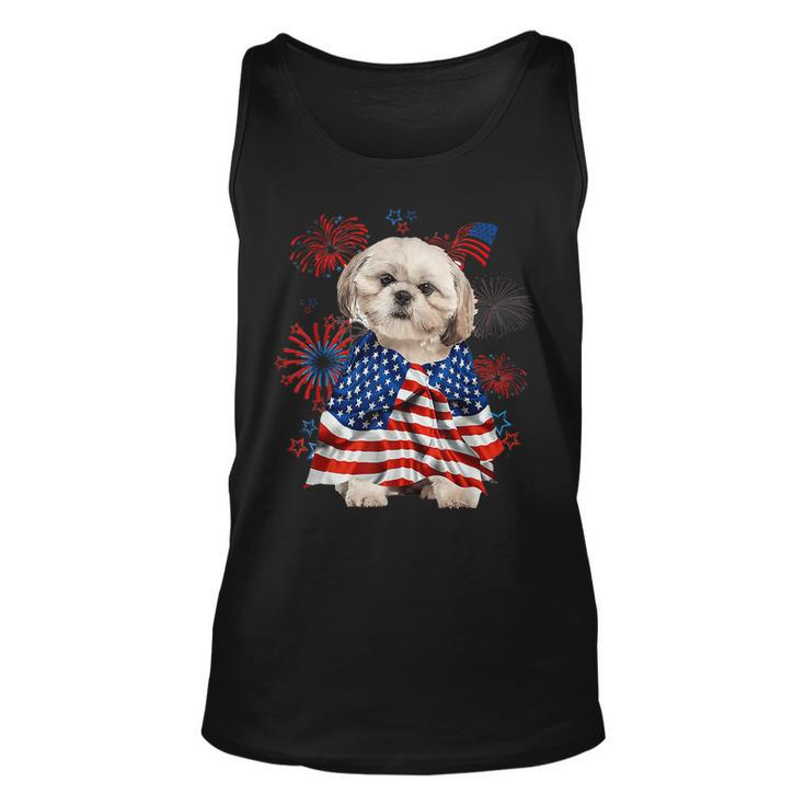 Shih Tzu Dog American Usa Flag 4Th Of July Dog Lover Owner  Unisex Tank Top