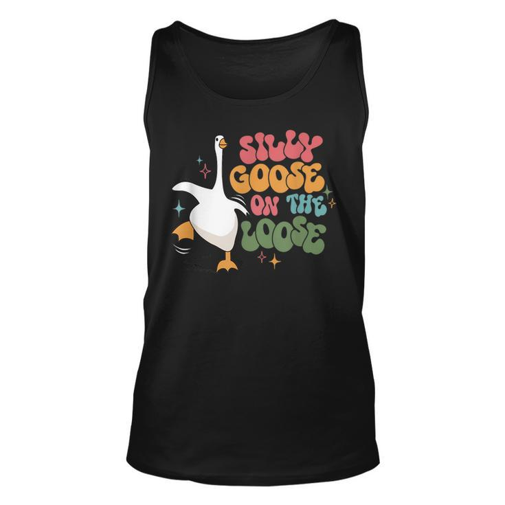 Silly Goose On The Loose Retro Groovy Silly Goose Club Unisex Tank Top