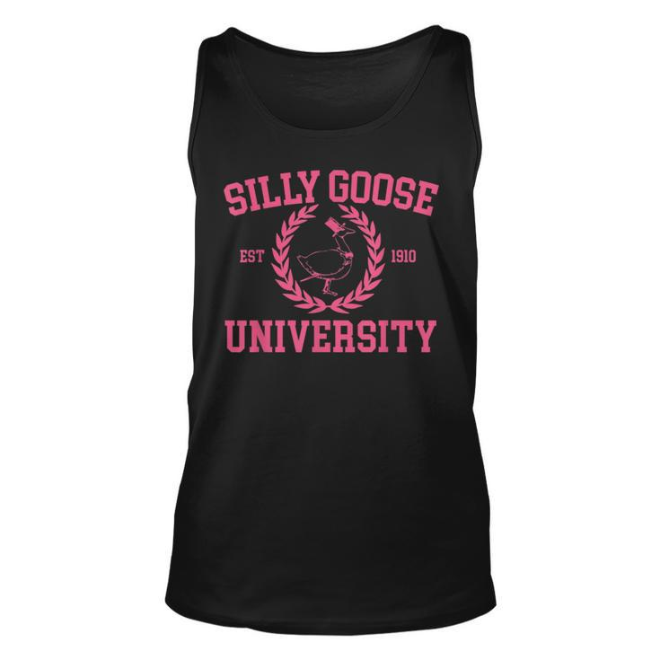 Silly Goose University Pink Goose Meme School Bird Goose Tank Top