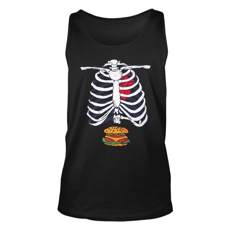 Skeleton Burger Halloween Foodie Scary Food Lover Hamburger Tank Top