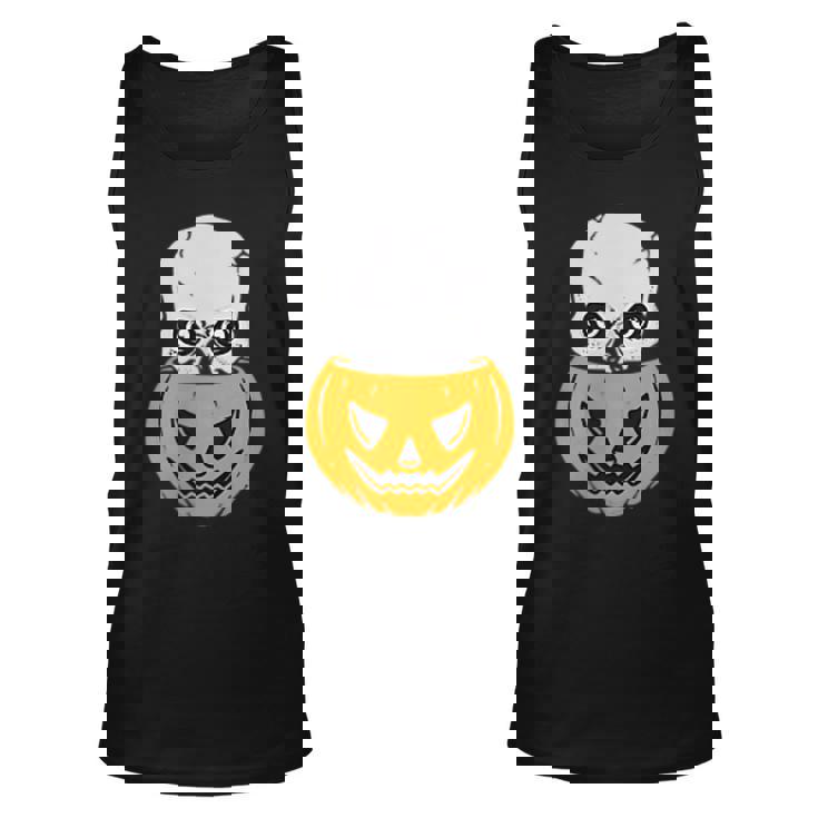 Skull Pumpkin Halloween Subtle Minimal Trick Or Treat Halloween Tank Top