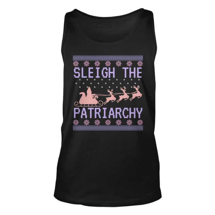 Sleigh The Patriarchy Feminist Ugly Christmas Sweater Meme Tank Top
