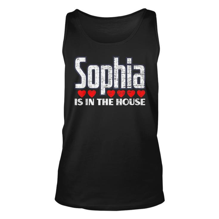 Sophia Is In The House Retro Hearts First Name Love Sophia Unisex Tank Top