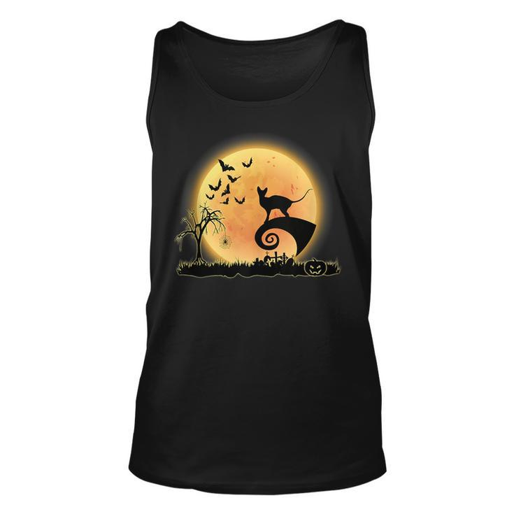Sphynx Cat Scary And Moon Funny Kitty Halloween Costume  Unisex Tank Top