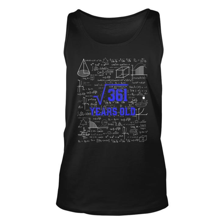 Square Root Of 361 19Th Birthday 19 Years Old Math Bday Math Tank Top