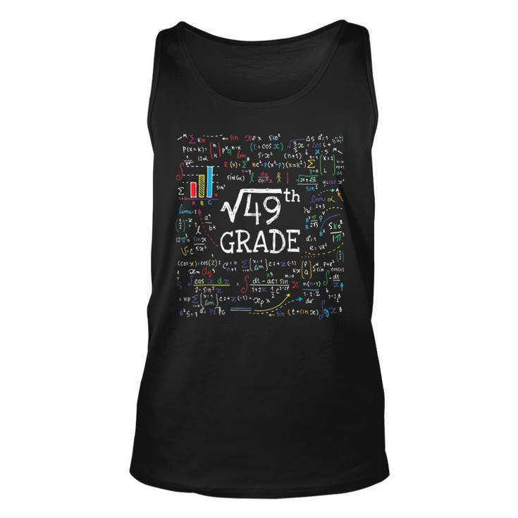 Square Root Of 49 Back To School 7Th Seventh Grade Math Math Tank Top