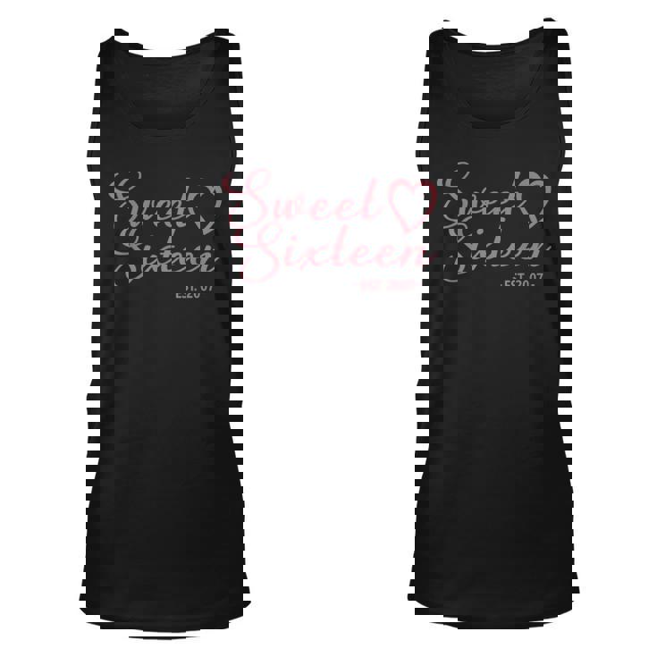 Sweet Sixn Est 2007 Girls 16 Years Old 16Th Birthday  Unisex Tank Top