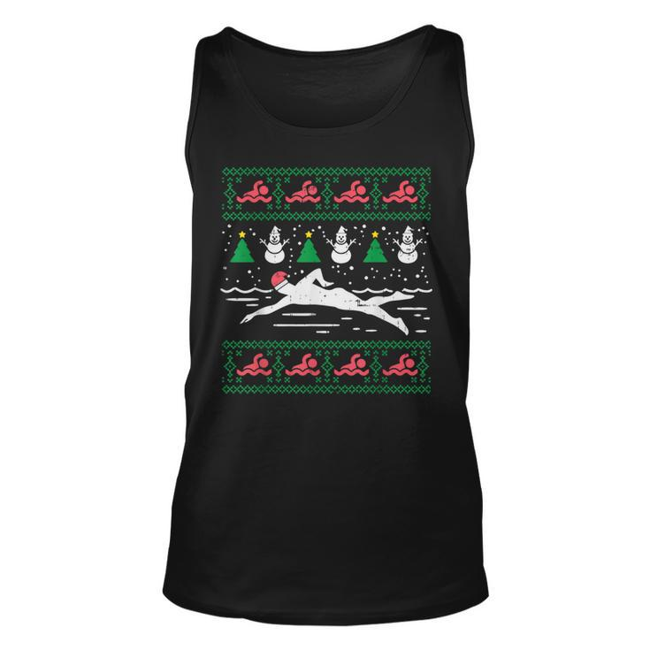 Swimmin Santa Ugly Christmas Sweater Sport Swim Swimmer Tank Top