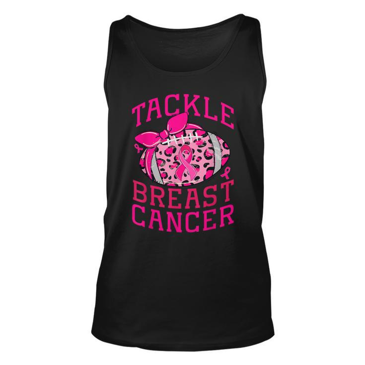 Tackle Breast Cancer Awareness Football Pink Ribbon Leopard Tank Top