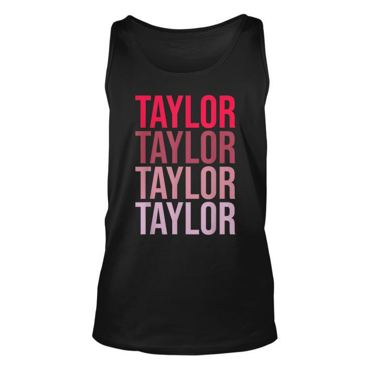 Taylor Retro Wordmark Pattern I Love Taylor  Unisex Tank Top