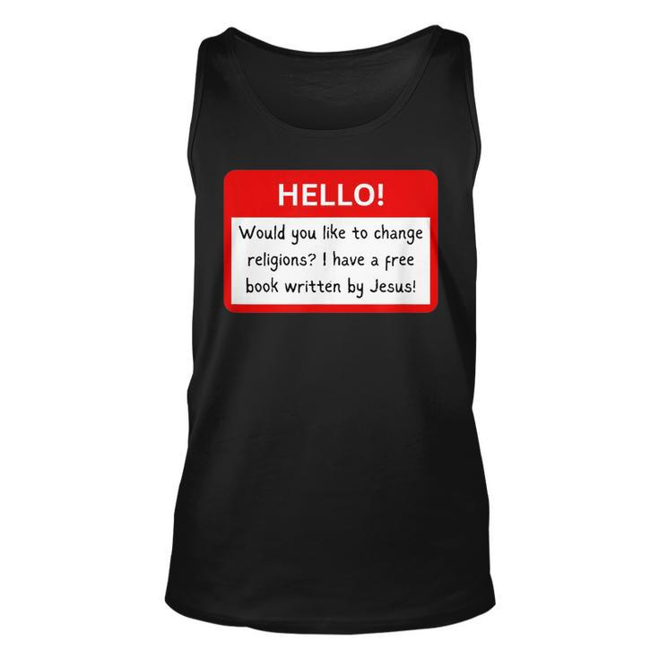 The Book Of Mormon Musical Would You Like A Free Book Unisex Tank Top