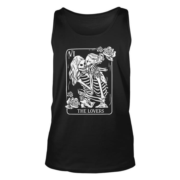 The Lovers Tarot Card Occult Goth Kissing Lesbian Skeleton  Unisex Tank Top