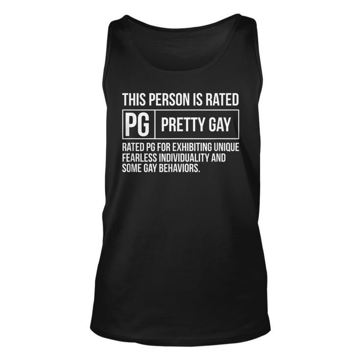 This Person Is Rated Pg Pretty Gay Funny Lgbt Joke  Unisex Tank Top