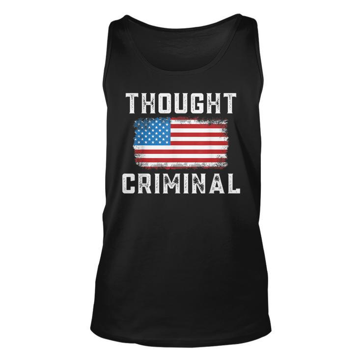 Thought Criminal Free Thinking Free Speech American Flag  Unisex Tank Top