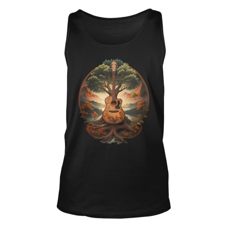 Tree Of Life Acoustic Guitar By The Lake   Unisex Tank Top
