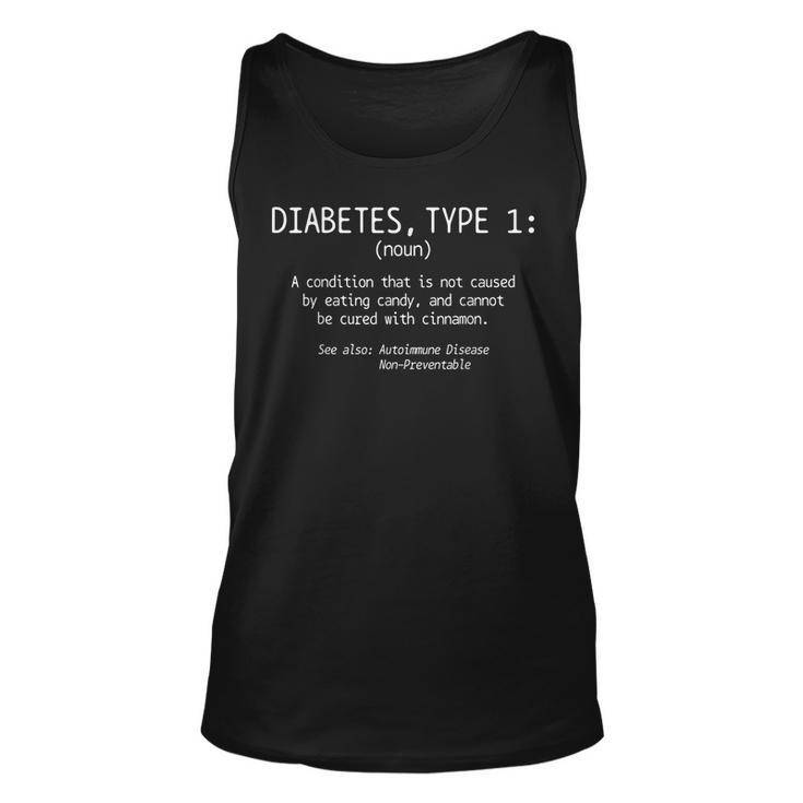 Type 1 Diabetes Definition T1d Awareness Month Funny  Unisex Tank Top