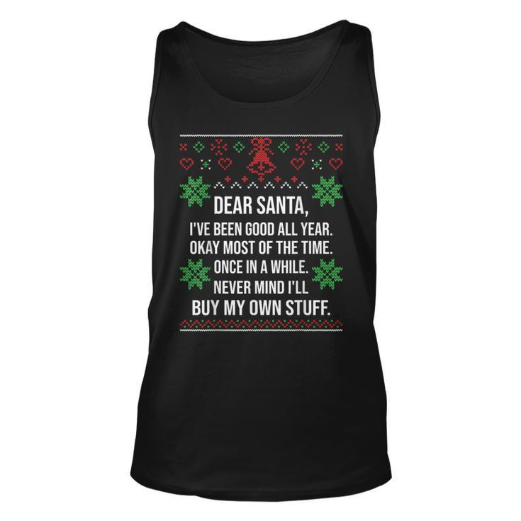 Ugly Christmas Sweater Dear Santa Claus Wish List Tank Top