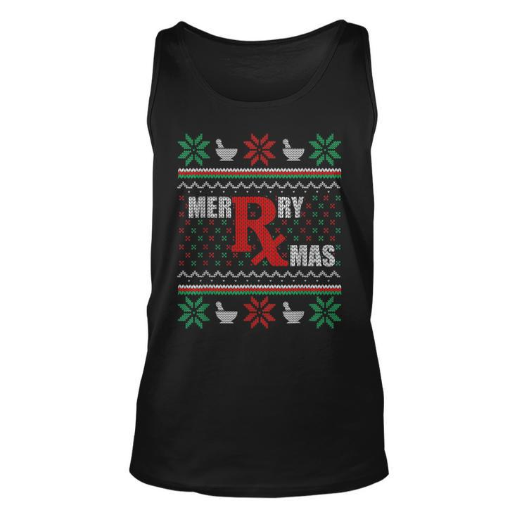 Ugly Christmas Sweater Pharmacy Tech Merry Xmas Pharmacist Tank Top