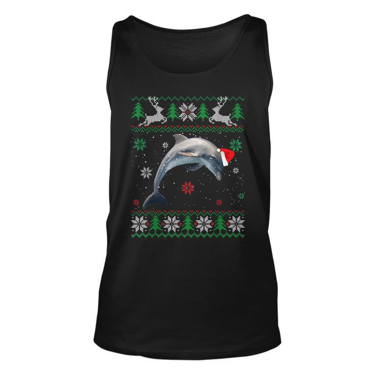 Ugly Sweater Christmas Dolphin Lover Santa Hat Animals Tank Top