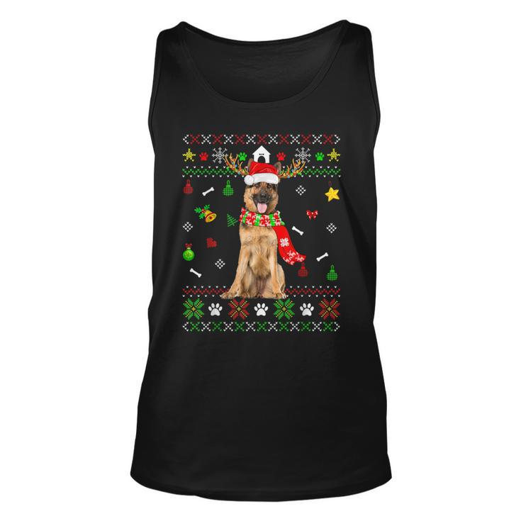 Ugly Sweater Christmas German Shepherd Dog Puppy Xmas Pajama Tank Top