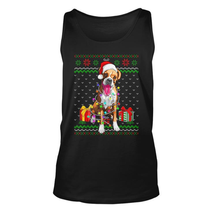 Ugly Sweater Christmas Lights Boxer Dog Lover Tank Top