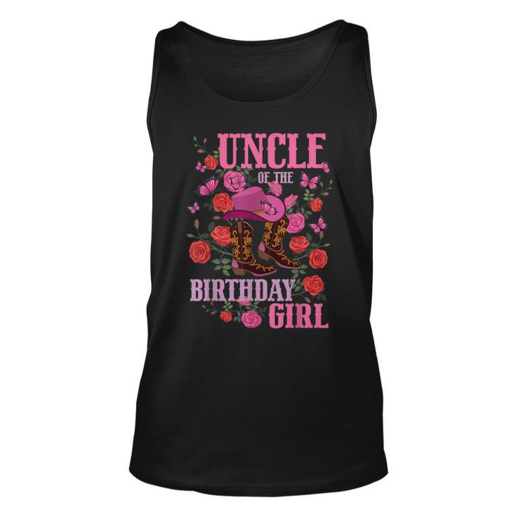 Uncle Of The Birthday Girl Cowgirl Boots Pink Matching For Uncle Tank Top