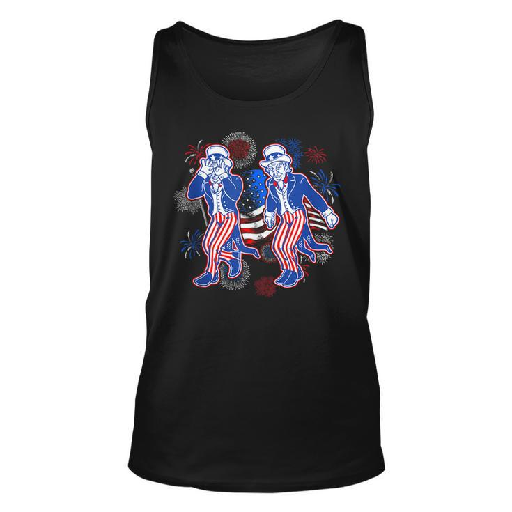 Uncle Sam Griddy Dance Funny 4Th Of July Usa Flag Fireworks Unisex Tank Top